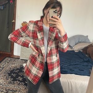 Red plaid blazer